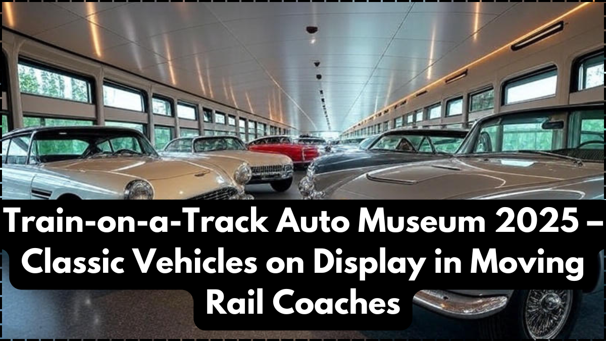 Train-on-a-Track Auto Museum 2025 – Classic Vehicles on Display in Moving Rail Coaches